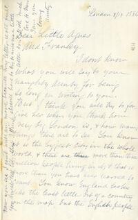 1886 August 13, London, to Dear Little Agnes And Franky