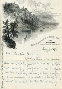 1894 July 21, Cliff House, Minnewaska NY, to Dear Cousin Anna