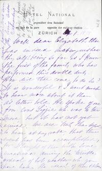 1878 September 1, Zurich, to dear Elizabeth, Awbury