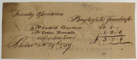 Bills and Receipts, April 17, 1760