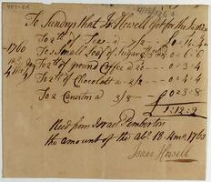 Bills and Receipts, April 18, 1760