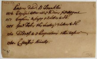 List of papers delivered to Benjamin Franklin, 1760