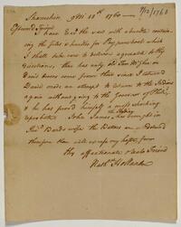 Pemberton's Letter from Nathaniel Holland, September 12, 1760