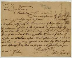 Pemberton's Letter from John Hunt, April 9, 1761