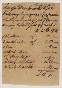 List of Indian Goods, October 10, 1761