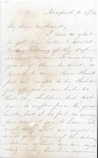 1882 June 27, Newport, to My dear husband, Awbury