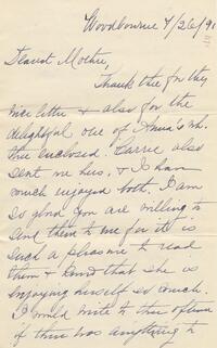 1891 July 25, Woodbourne, to Dearest Mother