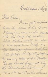 1893 October 29, Woodbourne, to dear Carrie