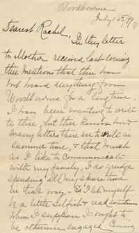 1899 July 16, Woodbourne, to Dearest Rachel