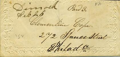 1852 February 26, Dimock PA, to My Dear Sister, Philadelphia PA