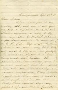 1872 September 23, Connymeade, to Dear Alexis