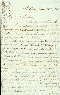 1865 July 23, Awbury, to My dear Lillie