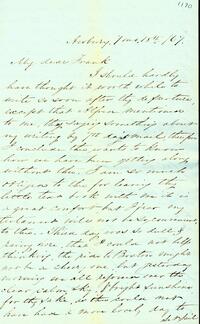 1867 July 18, Awbury, to My dear Frank