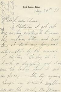1897 August 24, York Harbor, Maine, to Dear Cousin Anna