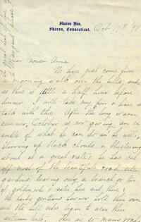 1898 October 17, Sharon Inn, Sharon, Connecticut, to Dear Cousin Anna