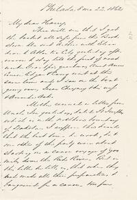 1862 August 22, Philadelphia, to My dear Harry, Westtown