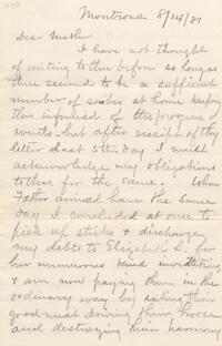 1887 August 14, Montrose, to Dear Mother