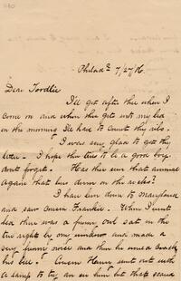 1886 July 27, Philadelphia, to Dear Tordlie