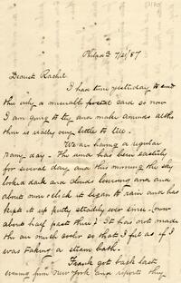 1887 July 21, Philadelphia, to Dearest Rachel