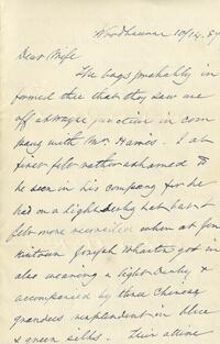 1884 October 14, Woodbourne, to Dear Wife