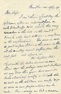 1887 October 19, Woodbourne, to Dear Wife