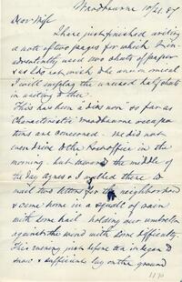 1887 October 21, Woodbourne, to Dear Wife