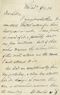 1888 September 3, Philadelphia, to Dear Lillie, Woodbourne