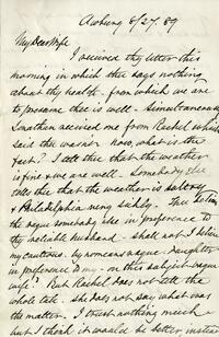 1889 August 27, Awbury, to My Dear Wife