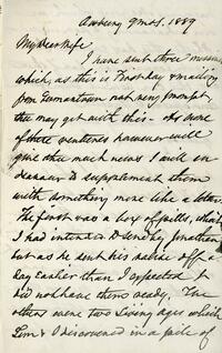 1889 September 1, Awbury, to My Dear Wife