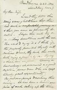 1891 June 23, Woodbourne, to My Dear Wife