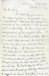 1891 July 19, Awbury, to My Dear Wife