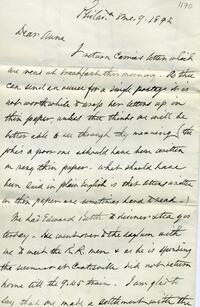 1892 August 9, Philadelphia, to Dear Anna