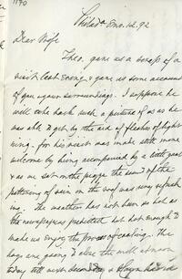 1892 August 12, Philadelphia, to Dear Wife