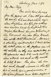 1893 September 1, Awbury, to My Dear Wife