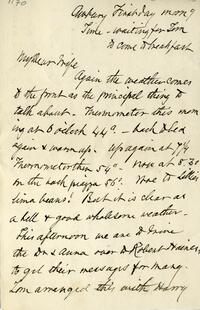 1893 September 3, Awbury, to My Dear Wife, Conanicut