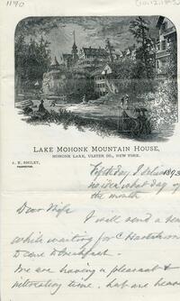 1893 October 12, Lake Mohonk Mountain House, to Dear Wife