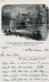 1893 October 13, Lake Mohonk Lake House, to My Dear Wife