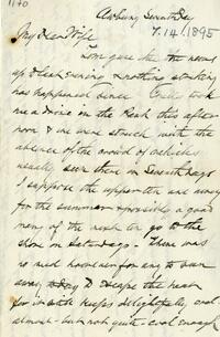1895 July 14, Awbury, to My Dear Wife