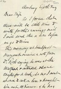 1897 September 10, Awbury, to Dear Wife