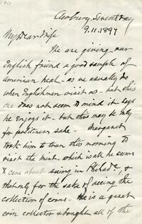 1897 September 11, Awbury, to My Dear Wife