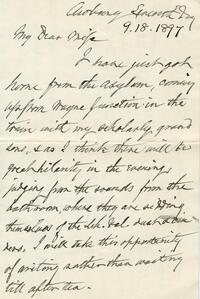 1897 September 18, Awbury, to My Dear Wife