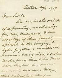 1907 October 4, Asticou, to Dear Lillie, Woodbourne