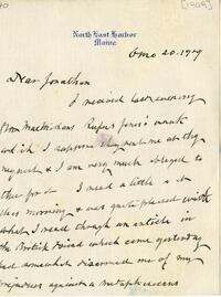 1909 June 20, North East Harbor, to Dear Jonathan, Conanicut