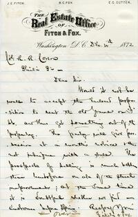 1872 December 4, Washington, D.C., to Col. R. R. Carson, Phila P'a