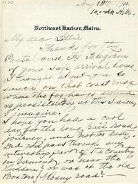 1910 August 18, Northeast Harbor, Maine, to My dear Lillie