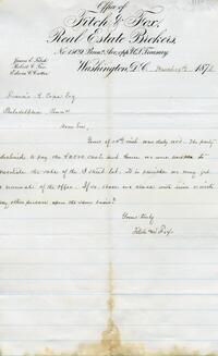 1873 March 9, Washington, D.C., to Francis R. Cope Esq, Philadelphia, Penna