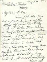 1911 August 2, Northeast Harbor, to My dear Lillie