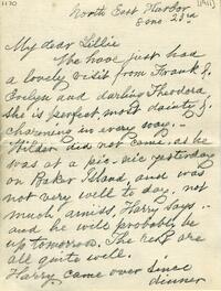 1911 August 23, Northeast Harbor, to My dear Lillie