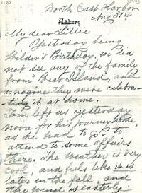 1911 August 31, Northeast Harbor, to My dear Lillie