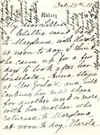 1911 October 28, Awbury, to My dear Lillie